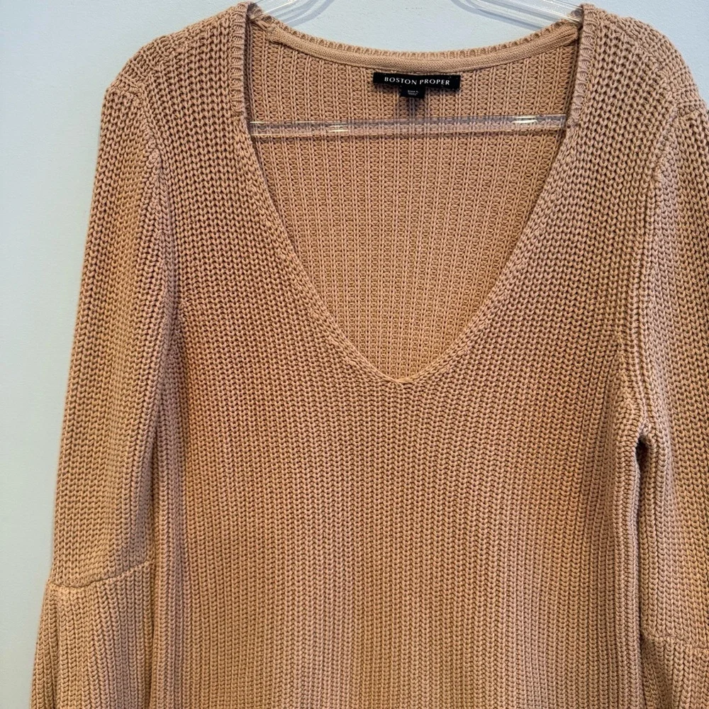 Boston Proper Knit V-neck Bell Sleeve Sweater Size L
